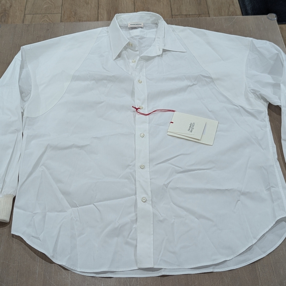 $730 Mens Alexander McQueen Harness LS Button Up Shirt White 16.5